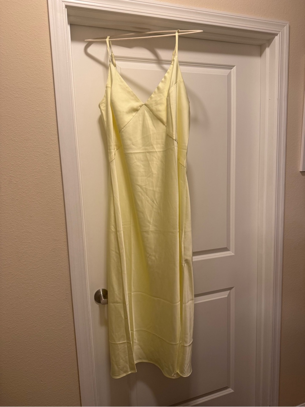 a new day Pale Yellow Slip Midi Dress with Spaghetti Straps